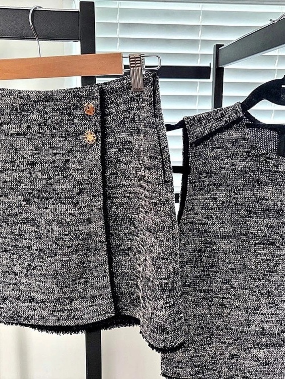 Zara Black & White Tweed Mini Skirt Set Size Small Like New
